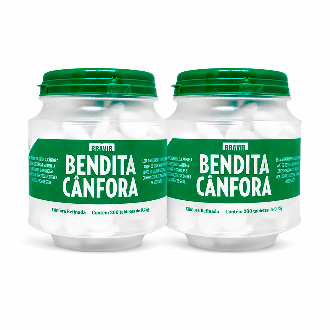 Dois potes com 200 pastilhas de cânfora Bendita Cânfora — oferta compre 1 leve 2