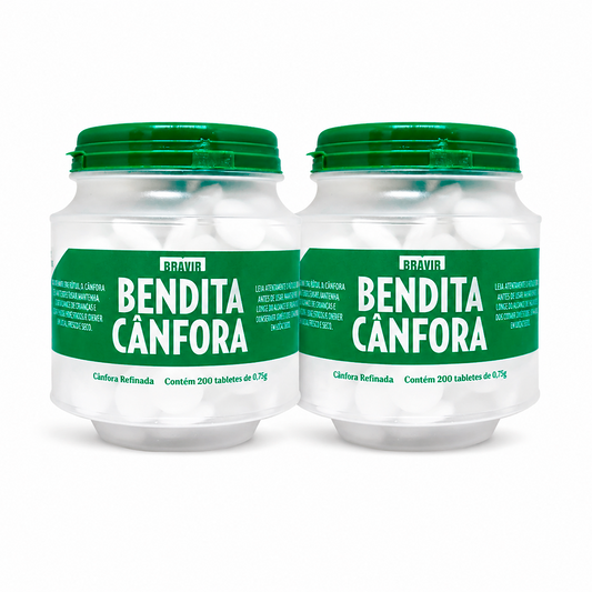 Dois potes com 200 pastilhas de cânfora Bendita Cânfora — oferta compre 1 leve 2