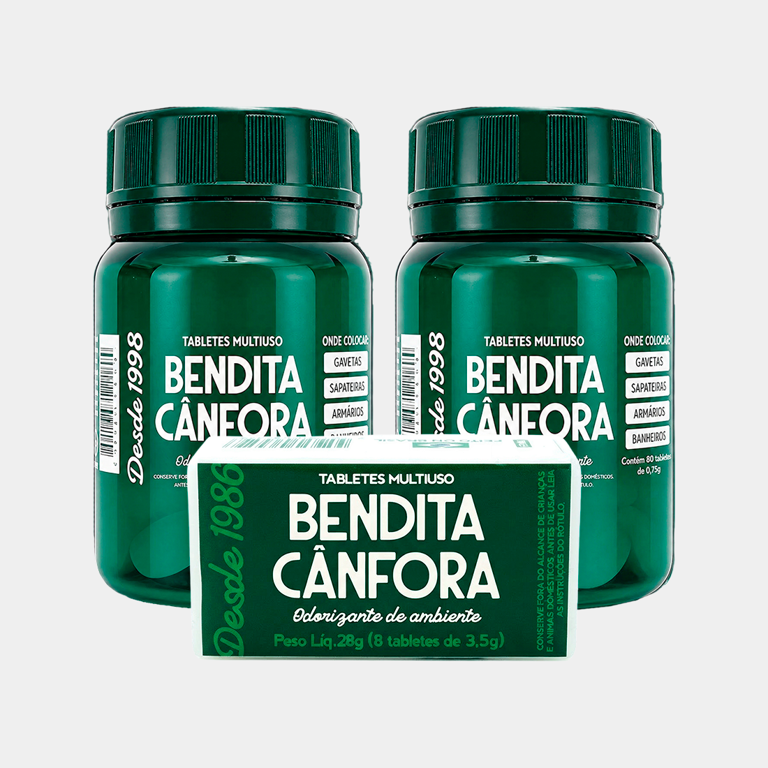 Kit 2x Pastilha de Cânfora (80 un.) + Tablete de Cânfora (8 un.)