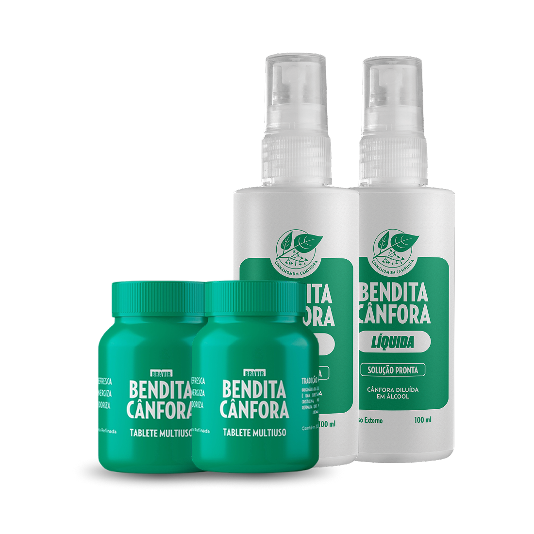 Kit 2 potes de 30 + 2 Cânfora Liquida