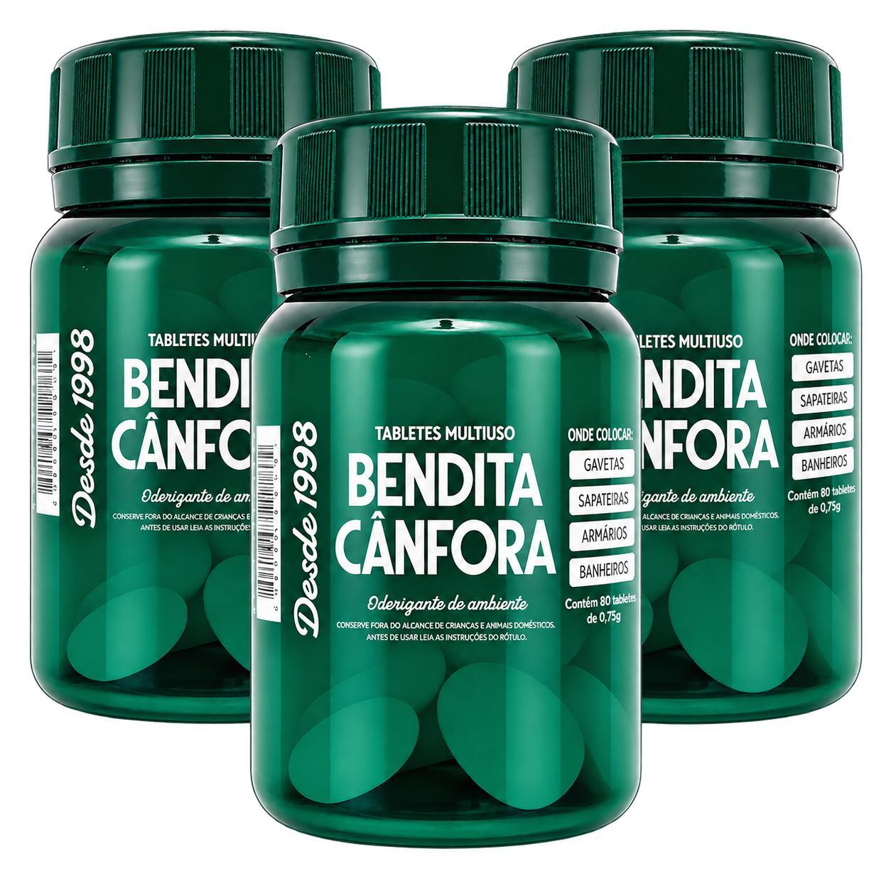 Kit 3x Cânfora Pastilha Pote com 80 und.